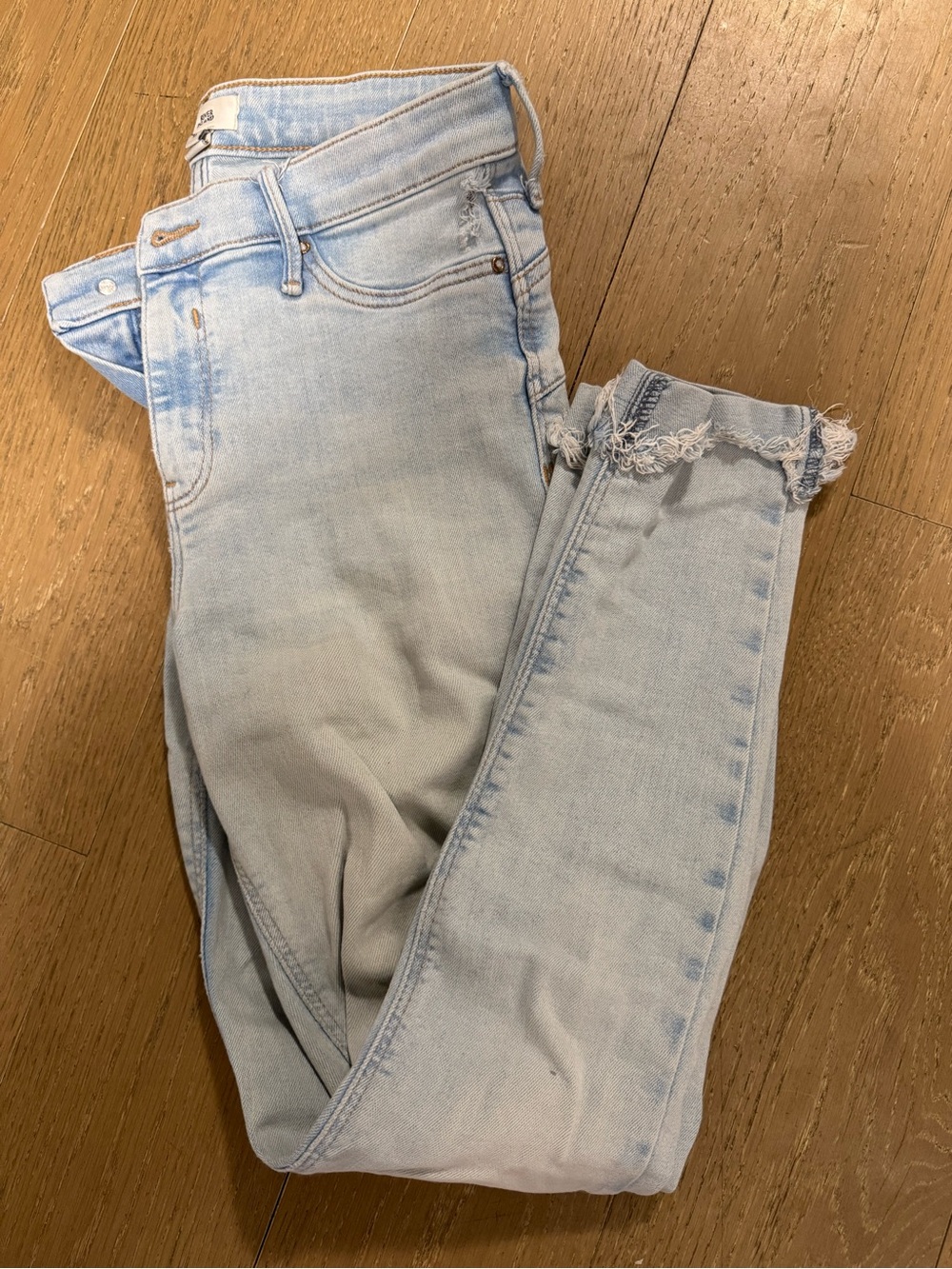 River Island Light Blue Frayed Hem Ankle Jeans